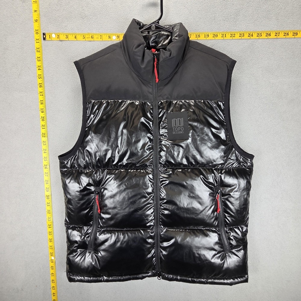 Topo Designs Jacket Mens Medium Black Vest Quilted Puffer Primaloft Down